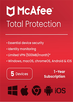 McAfee Total Protection 2023 Multi 5 Devices 1 Year Digital CD Key